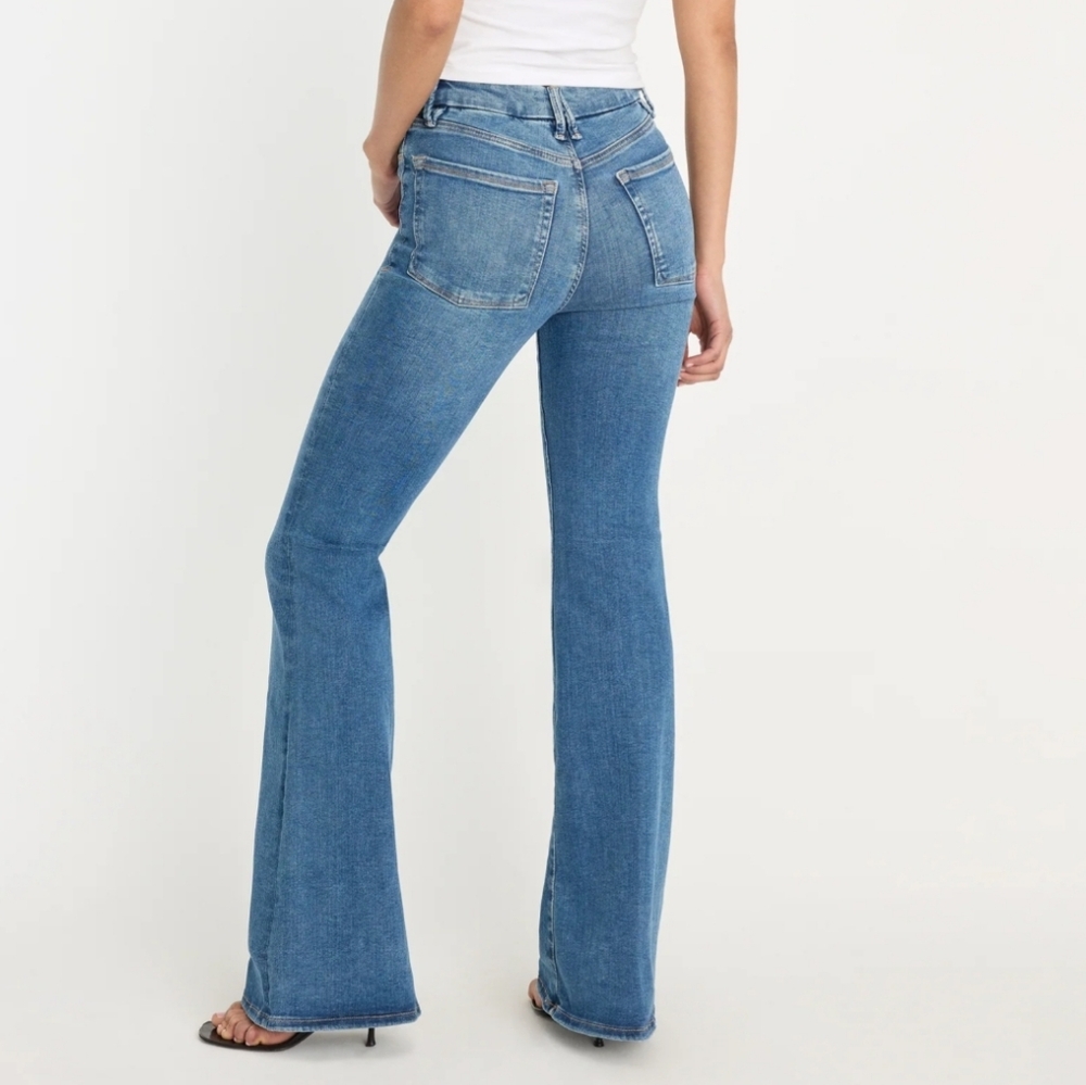 Good American Power Stretch Pull-on Flare Jeans Medium - Picture 2 of 9